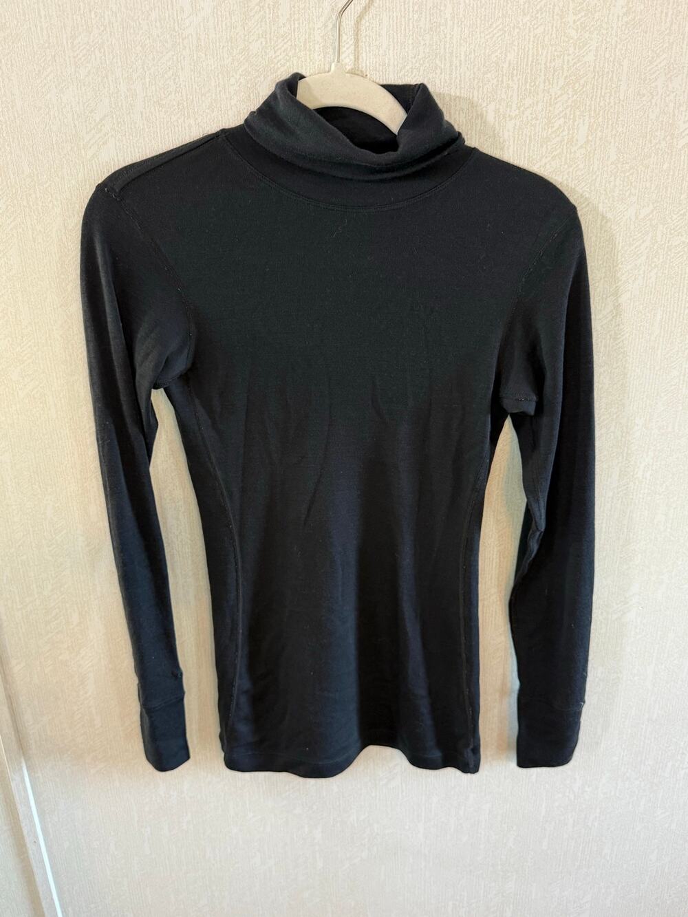 Woolx Black 100% Merino Wool Turtleneck Base Layer Size Small